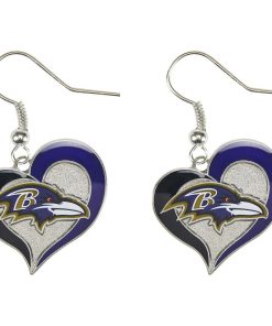 Baltimore Ravens Swirl Heart Earrings