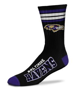 Baltimore Ravens 4 Stripe Deuce Sock Alternate - Large