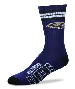 Baltimore Ravens 4 Stripe Deuce Socks - Large