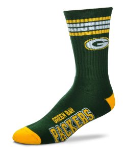 Green Bay Packers 4 Stripe Deuce Socks - Large