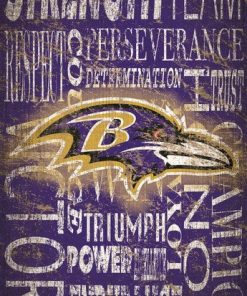 Baltimore Ravens 11 x 19 Heritage Word Collage Wooden Sign