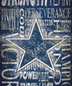 Dallas Cowboys 11 x 19 Heritage Word Collage Wooden Sign