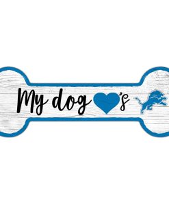 Detroit Lions Dog Bone Wooden Sign