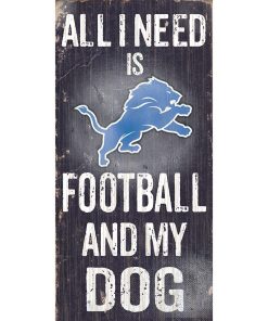 Detroit Lions Sports and My Dog Wooden Sign