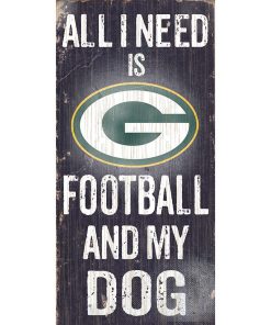 Green Bay Packers Sports and My Dog Wooden Sign