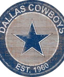 Dallas Cowboys Heritage Retro Round Logo Wooden Sign