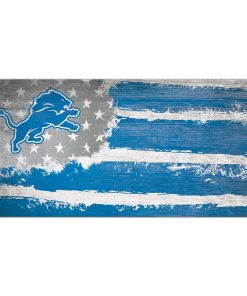 Detroit Lions Team Flag Wooden Sign