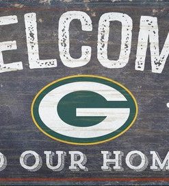 Green Bay Packers Welcome Distressed Wooden Sign
