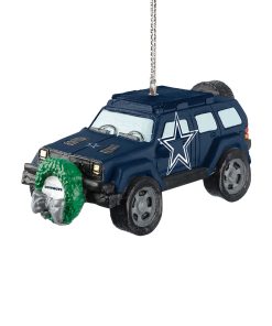 Dallas Cowboys Jeep with Wreath Ornament
