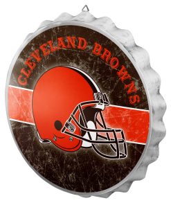 Cleveland Browns Metal Distressed Bottle Cap Sign