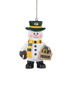 Green Bay Packers Snowman Basket Ornament