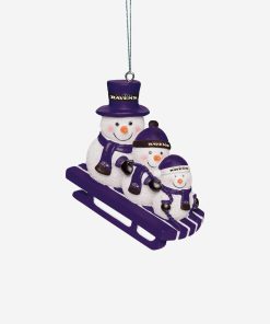 Baltimore Ravens Snowmen Sledding Ornament
