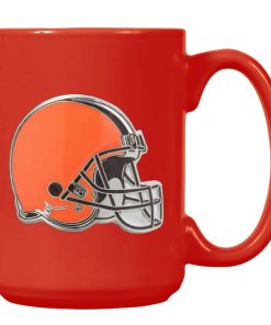 Cleveland Browns 15oz. Metal Emblem Logo Ceramic Mug