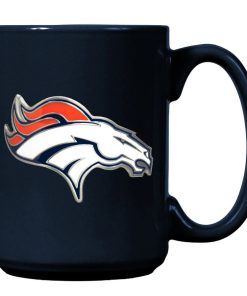 Denver Broncos 15oz. Metal Emblem Logo Ceramic Mug