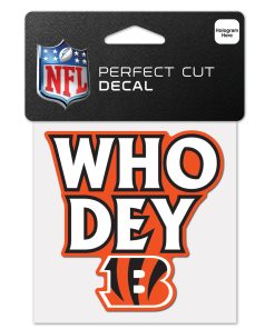 Cincinnati Bengals 4 x 4 Slogan Logo DieCut Decal