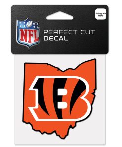 Cincinnati Bengals 4 x 4 State Logo DieCut Decal