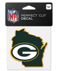 Green Bay Packers 4 x 4 State Logo DieCut Decal