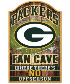 Green Bay Packers Fan Cave No Offseason Wooden Sign