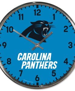 Carolina Panthers Round Chrome Clock