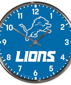 Detroit Lions Round Chrome Clock