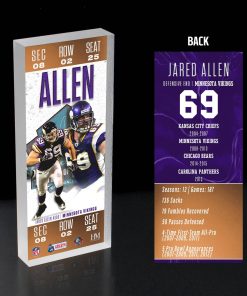 Jared Allen Vikings Pro Football Hall of Fame Class of 2025 Ticket 3D Acrylic Block