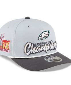 9SEVENTY Stretch Snap Philadelphia Eagles Super Bowl LIX Champions Locker Room - Gray