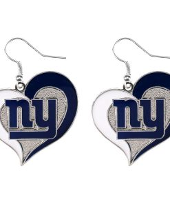 New York Giants Swirl Heart Earrings