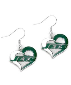 New York Jets Swirl Heart Earrings