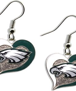 Philadelphia Eagles Swirl Heart Earrings