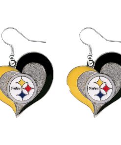 Pittsburgh Steelers Swirl Heart Earrings