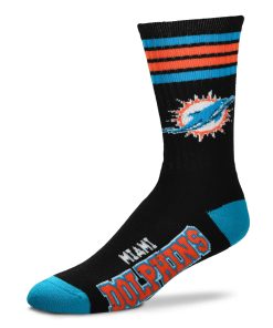 Miami Dolphins 4 Stripe Deuce Sock Alternate - Large