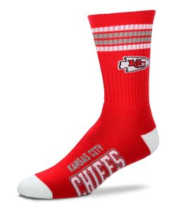 Kansas City Chiefs 4 Stripe Deuce Socks - Large