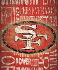 San Francisco 49ers 11 x 19 Heritage Word Collage Wooden Sign