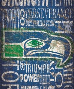 Seattle Seahawks 11 x 19 Heritage Word Collage Wooden Sign