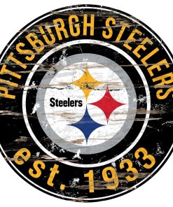 Pittsburgh Steelers 24 Team Round Wooden Sign