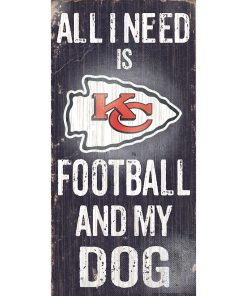 Kansas City Chiefs Sports and My Dog Wooden Sign