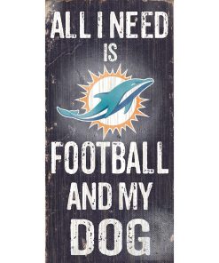 Miami Dolphins Sports and My Dog Wooden Sign