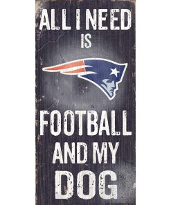 New England Patriots Sports and My Dog Wooden Sign