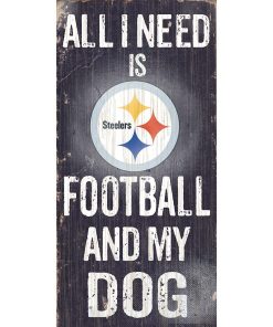 Pittsburgh Steelers Sports and My Dog Wooden Sign
