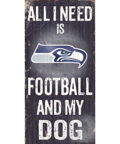 Seattle Seahawks Sports and My Dog Wooden Sign
