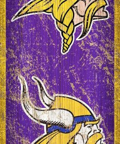 Minnesota Vikings Heritage Vertical Wooden Sign