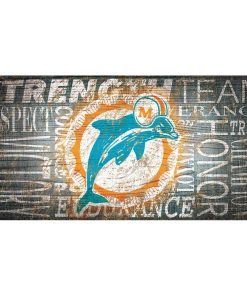 Miami Dolphins Heritage Word Collage Wooden Sign