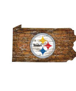 Pittsburgh Steelers Large State Cutout Wooden Sign
