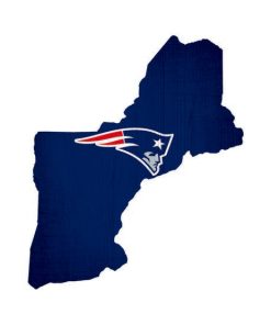New England Patriots Team Color State Cutout Wooden Sign