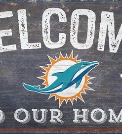 Miami Dolphins Welcome Distressed Wooden Sign