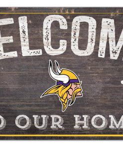 Minnesota Vikings Welcome Distressed Wooden Sign