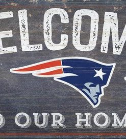 New England Patriots Welcome Distressed Wooden Sign