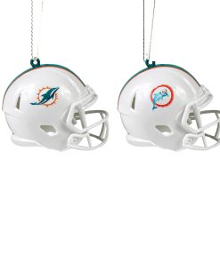 Miami Dolphins 2 Pack Plastic Helmet Ornament