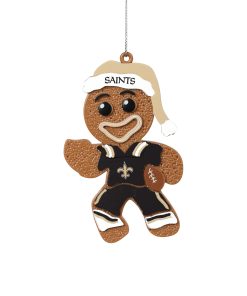 New Orleans Saints Gingerbread Man in Uniform Ornament