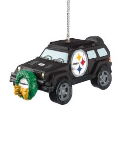 Pittsburgh Steelers Jeep with Wreath Ornament
